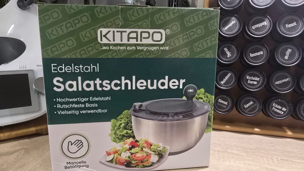 KITAPO Salatschleuder Edelstahl mit Kurbelantrieb: Perfektion und Service in einem Produkt